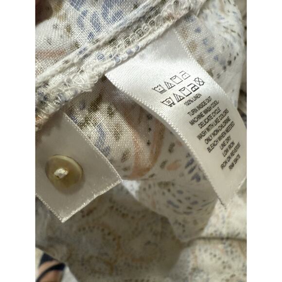 Rachel Ashwell 100% Linen Shirt Dress 3X Paisley Print White Green Blue Tan - Picture 10 of 10